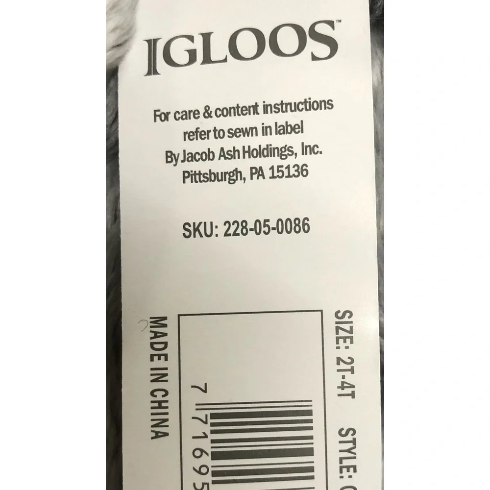 NIP IGLOOS Children’s Gray Cap & Mitten Gloves Set Size 2T-4T